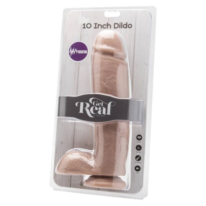 GET REAL - DILDO 25.5 CM COM BOLAS VIBRADOR PELE