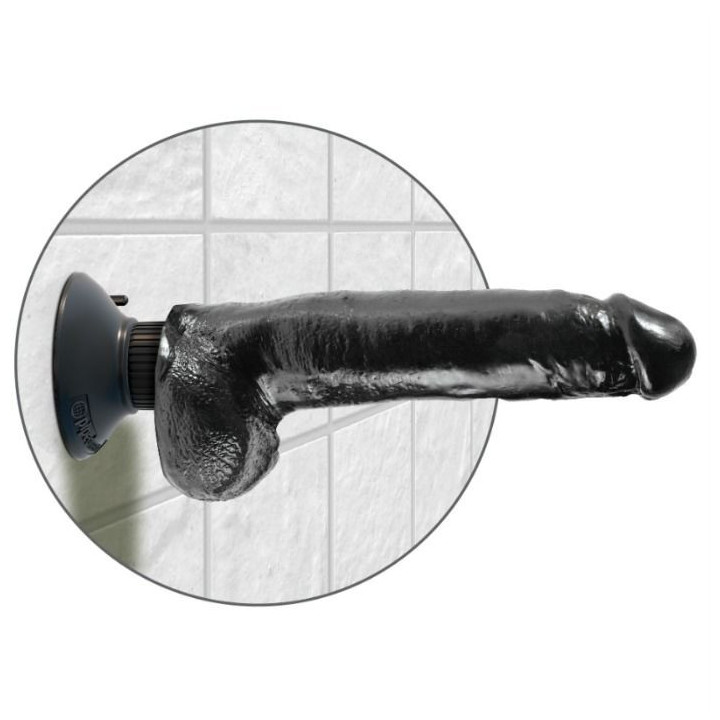 KING COCK - DILDO VIBRANTE COM TESTÍCULOS 23 CM PRETO
