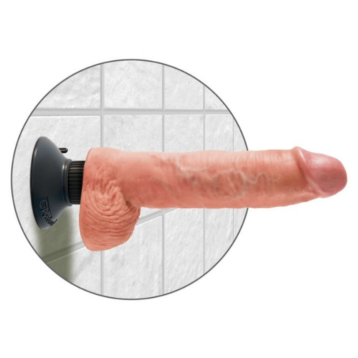 KING COCK - DILDO VIBRANTE COM TESTÍCULOS 25.5 CM COR NATURAL