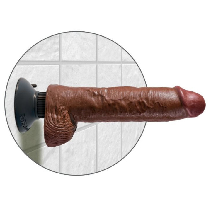 KING COCK - DILDO VIBRADOR COM TESTÍCULOS 25.5 CM COR MARROM