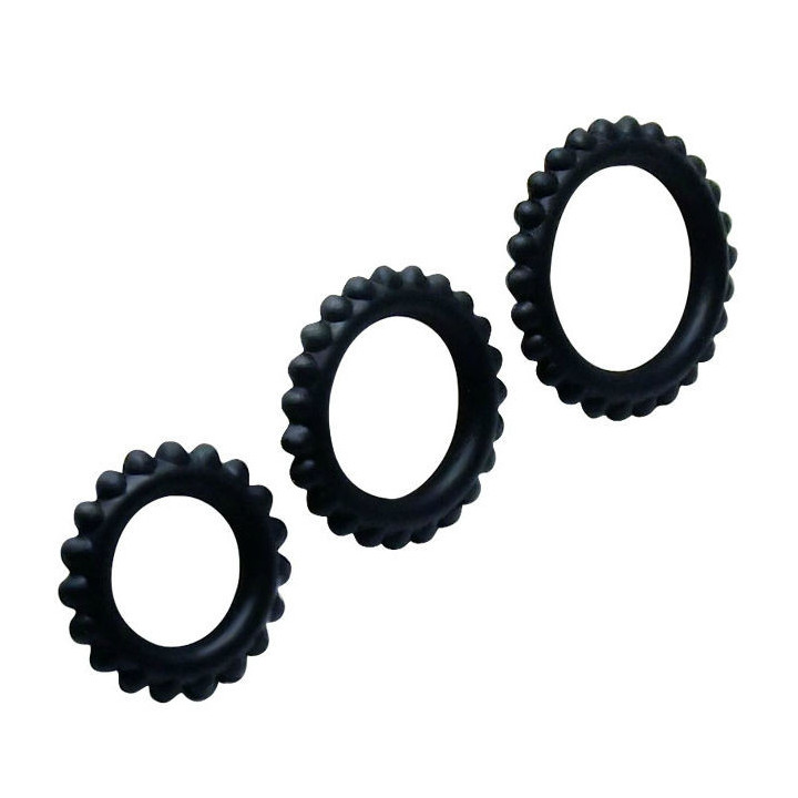 BAILE - CONJUNTO TITAN 3PCS ANEL PARA GALO PRETO 2.8 + 2.4 + 1.9 CM