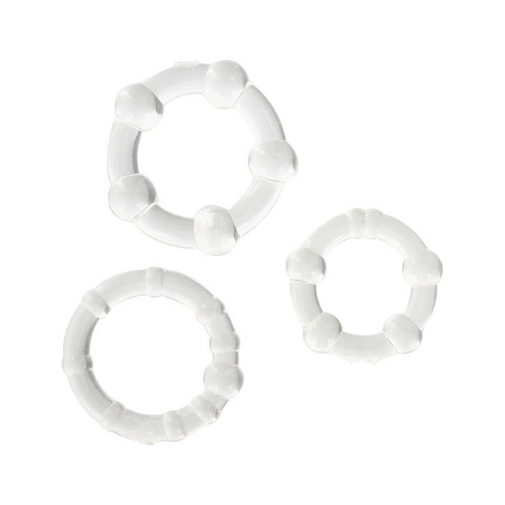 SEVEN CREATIONS - CONJUNTO DE TRÊS ANÉIS PARA PÉNIS TRANSPARENTES