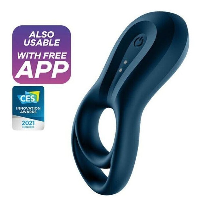 SATISFYER - APLICATIVO VIBRADOR DE ANEL EPIC DUO AZUL