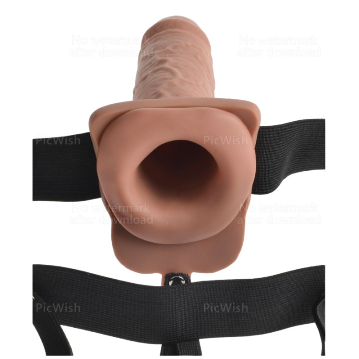 FETISH FANTASY SERIES - ARNÊS AJUSTVEL PÊNIS REALISTA COM BOLAS RECARREGVEIS E VIBRADOR 17.8 CM