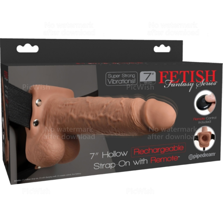 FETISH FANTASY SERIES - ARNÊS AJUSTVEL PÊNIS REALISTA COM BOLAS RECARREGVEIS E VIBRADOR 17.8 CM