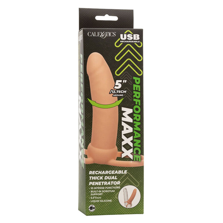 CALEXOTICS - MAXX THICK DUAL PENETRATOR 10 VIBRAÇÕES CARNE