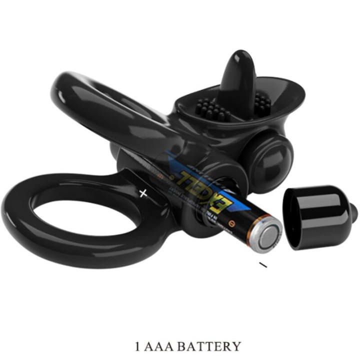 PRETTY LOVE - ANEL APAIXONADO ANEL VIBRATÓRIO DUPLO + ESTIMULADOR DE CLITÓRIS PRETO