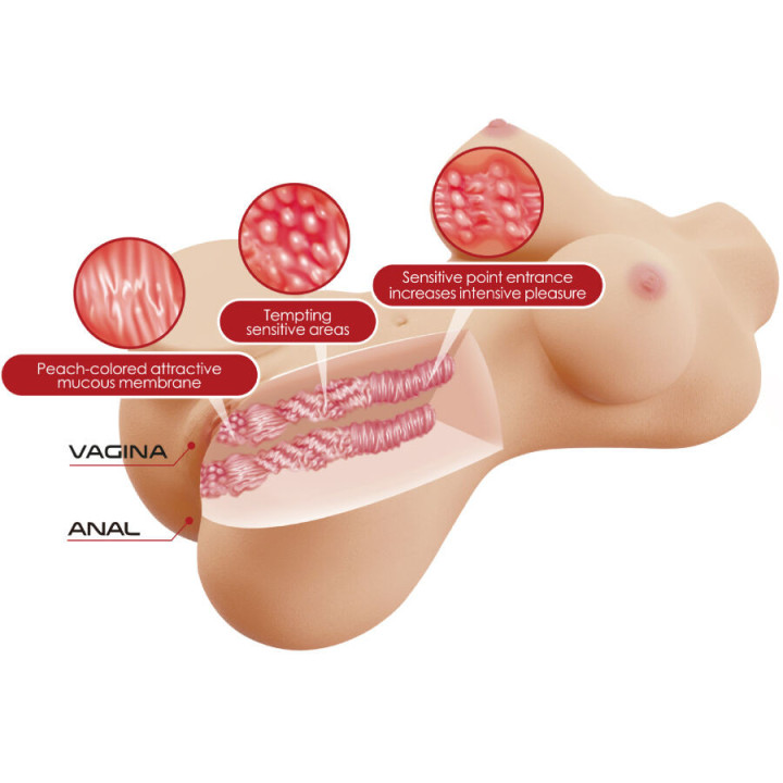 CRAZY BULL - HETTY TRONCO FEMININO REALISTA VAGINA E ANAL 1.9 KG