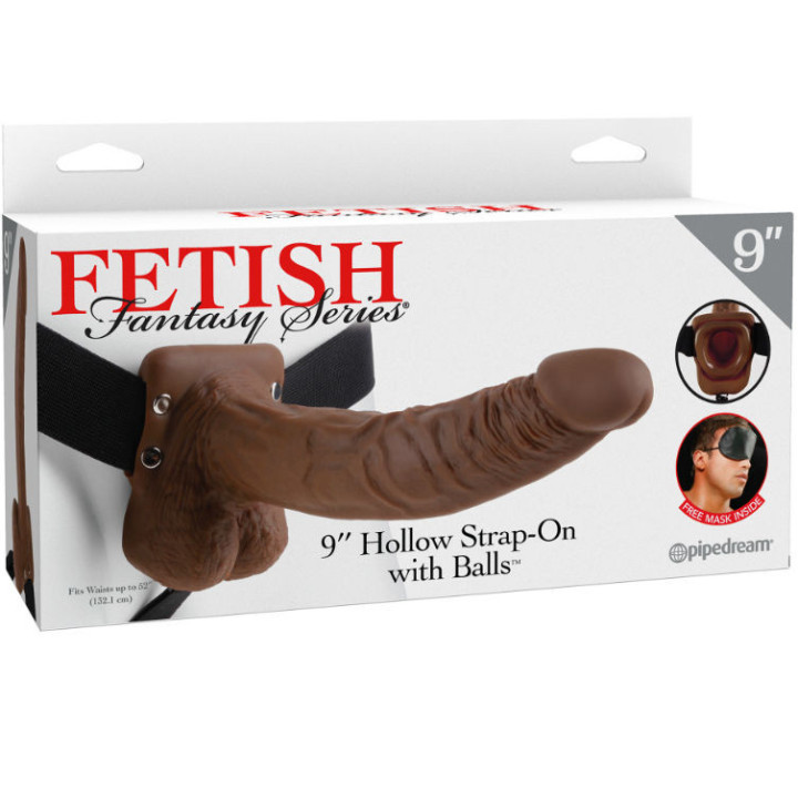 FETISH FANTASY SERIES - 9 STRAP-ON OCO COM BOLAS 22.9CM CASTANHO