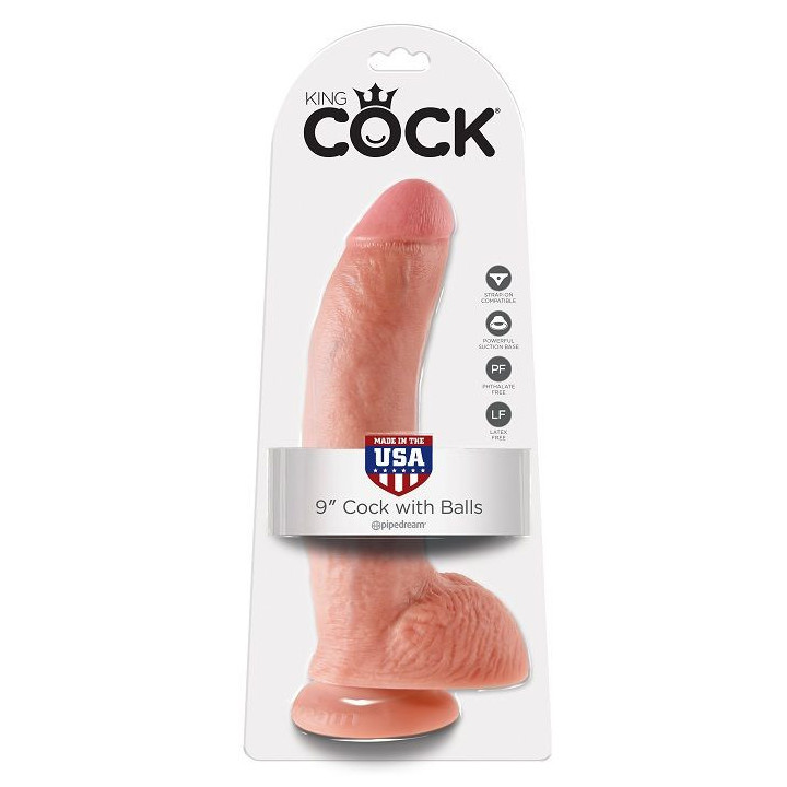 KING COCK - 9 CARNE DE DILDO COM BOLAS 22.9 CM