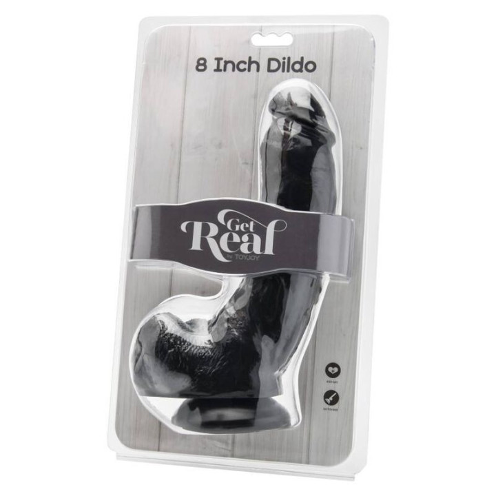 GET REAL - DILDO 20.5 CM COM BOLAS PRETAS
