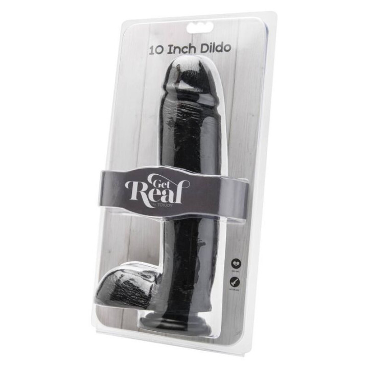 GET REAL - DILDO 25.5 CM COM BOLAS PRETO