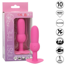 CALEXOTICS - FIRST TIME PLUG ANAL SONDA DE CONTAS 10 VIBRAÇÕES ROSA
