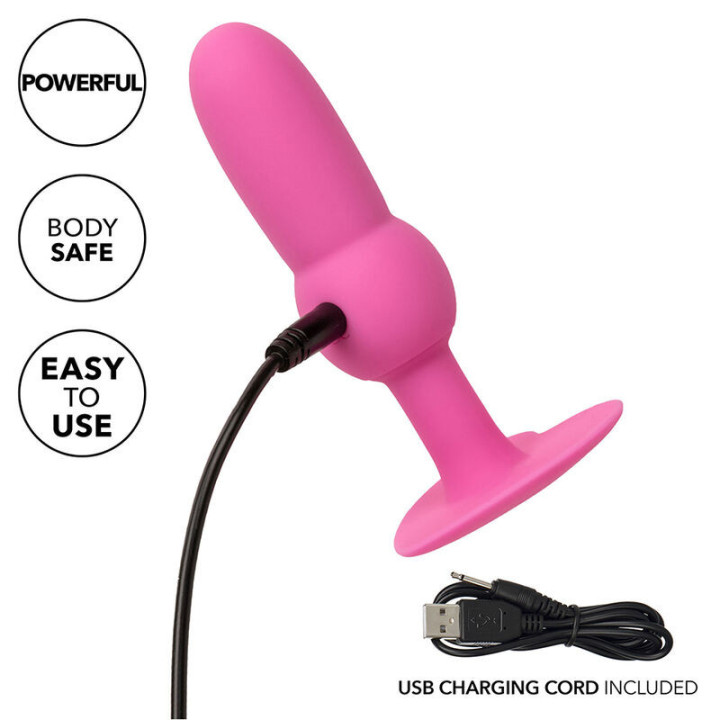 CALEXOTICS - FIRST TIME PLUG ANAL SONDA DE CONTAS 10 VIBRAÇÕES ROSA