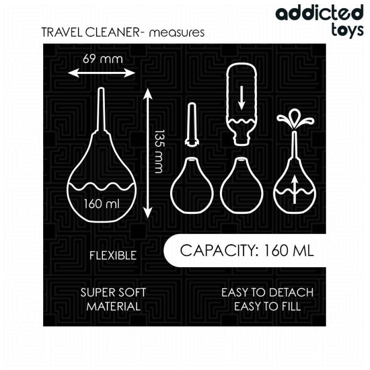 ADDICTED TOYS - LIMPADOR ANAL DE VIAGEM TAMANHO M 160 ML