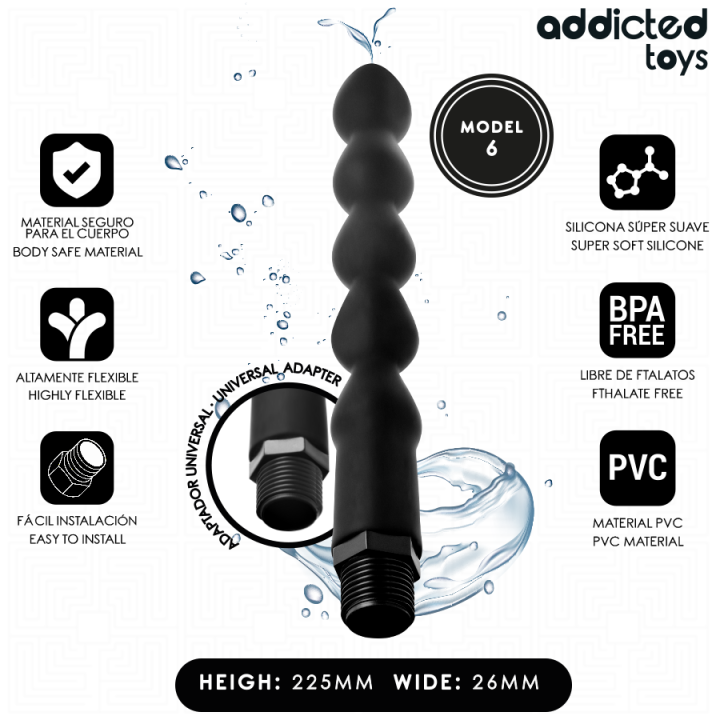 ADDICTED TOYS - LIMPADOR ANAL COM ADAPTADOR UNIVERSAL MODELO 6