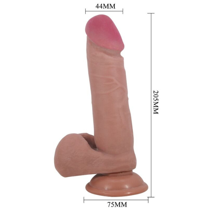 PRETTY LOVE - SÉRIE SLIDING SKIN DILDO REALÍSTICO COM VENTOSA DESLIZANTE PELE MARROM 20.5 CM