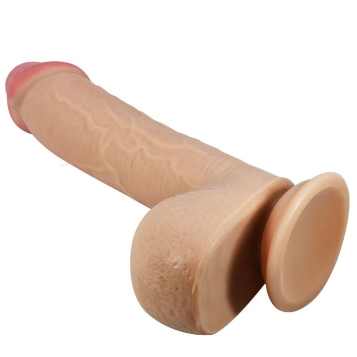 PRETTY LOVE - SÉRIE SLIDING SKIN DILDO REALÍSTICO COM VENTOSA DESLIZANTE PELE CARNE 23.4 CM