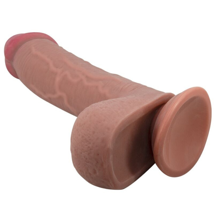 PRETTY LOVE - SÉRIE SLIDING SKIN DILDO REALÍSTICO COM VENTOSA DESLIZANTE PELE MARROM 23.4 CM