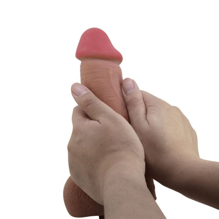 PRETTY LOVE - SÉRIE SLIDING SKIN DILDO REALÍSTICO COM VENTOSA DESLIZANTE PELE MARROM 23.4 CM