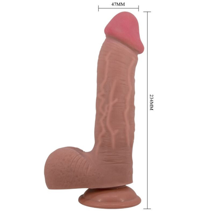PRETTY LOVE - SÉRIE SLIDING SKIN DILDO REALÍSTICO COM VENTOSA DESLIZANTE PELE MARROM 23.4 CM