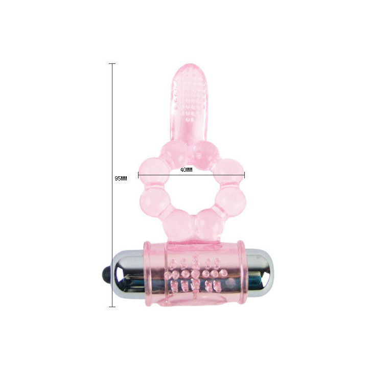 BAILE - ANEL DE SILICONE 10 RITMOS DE LÍNGUA COM VIBRAO ROSA