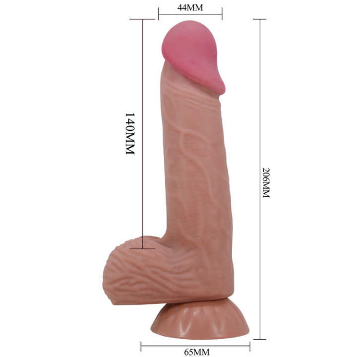 PRETTY LOVE - SÉRIE SLIDING SKIN DILDO REALÍSTICO COM VENTOSA DESLIZANTE DE PELE MARROM 20.6 CM
