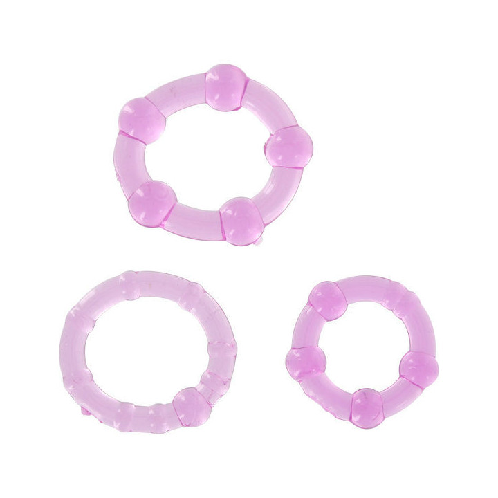 SEVEN CREATIONS - CONJUNTO DE TRÊS ANÉIS PARA PÊNIS LILAS