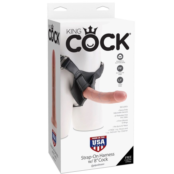 KING COCK - HARNESS COM PÊNIS NATURAL REALISTA 20.3 CM