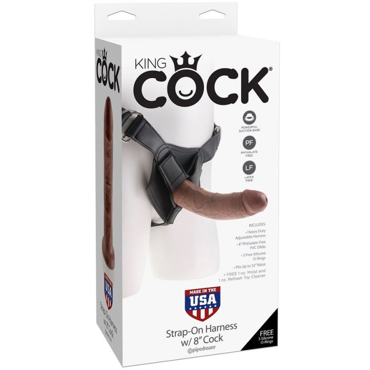 KING COCK - HARNESS COM PÊNIS MARROM REALISTA 20.3 CM