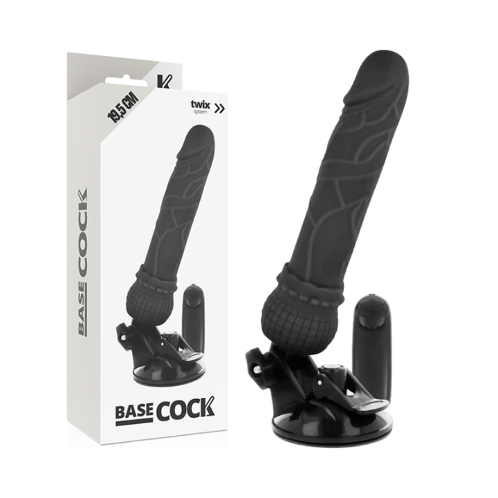 BASECOCK - CONTROLE REMOTO VIBRADOR REALÍSTICO BASECOCK PRETO 19.5 CM