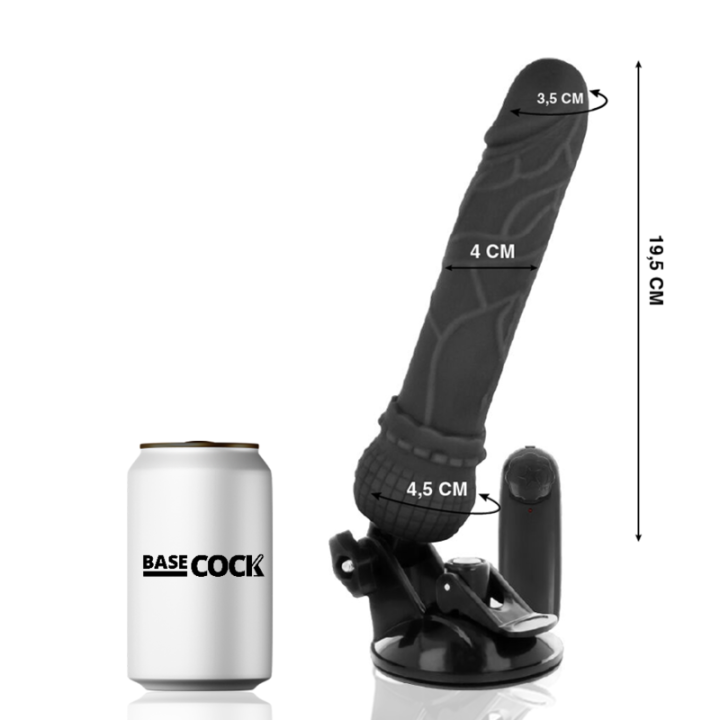 BASECOCK - CONTROLE REMOTO VIBRADOR REALÍSTICO BASECOCK PRETO 19.5 CM