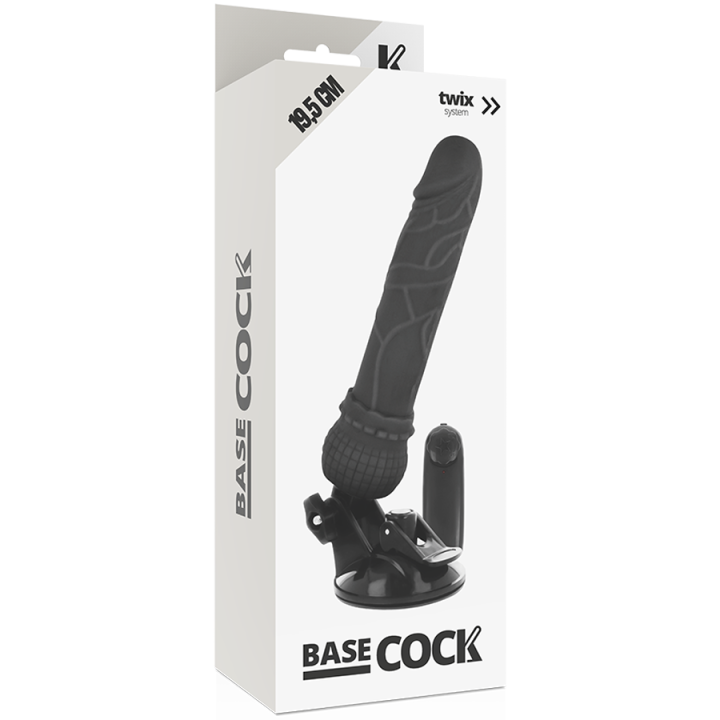 BASECOCK - CONTROLE REMOTO VIBRADOR REALÍSTICO BASECOCK PRETO 19.5 CM
