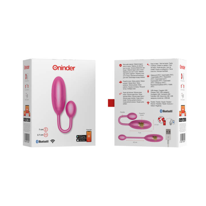 ONINDER - OVO VIBRATÓRIO DENVER ROSA 7 X 2.7 CM APLICATIVO GRATUITO