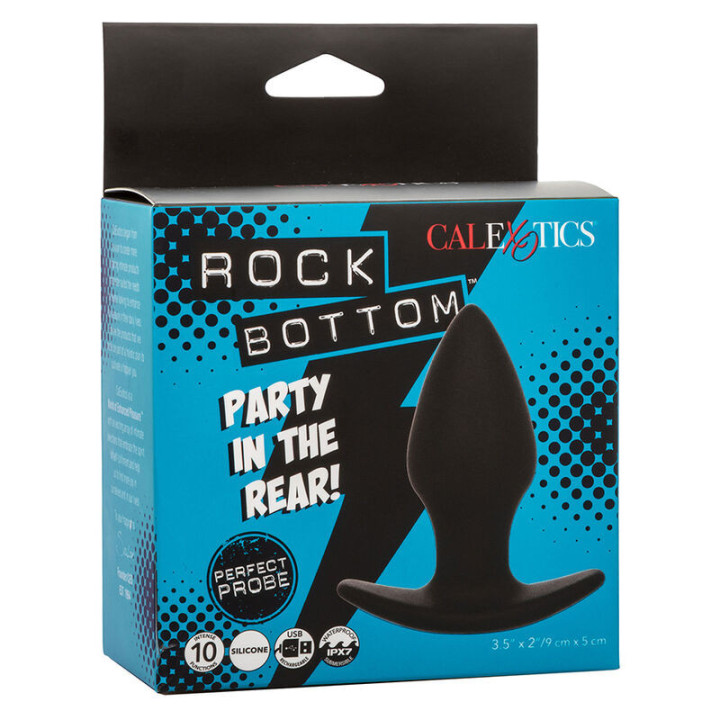 CALEXOTICS - ROCK BOTTOM PLUG ANAL PERFEITO 10 VIBRAÇÕES SILICONE PRETO