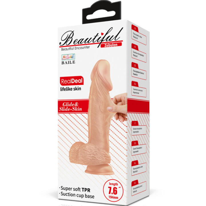 BAILE - ENCONTRO LINDO ZEBULON DILDO FLEXÍVEL REALISTA 19.4 CM NATURAL