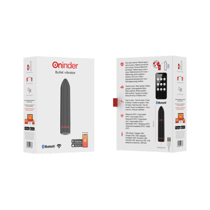 ONINDER - BERLIN BULLET VIBRADOR PRETO 9 MODOS 8.5 X 2 CM - APLICATIVO GRATUITO