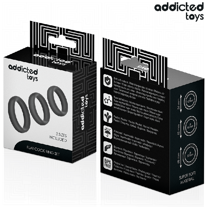 ADDICTED TOYS - CONJUNTO DE ANÉIS PLANOS DE SILICONE