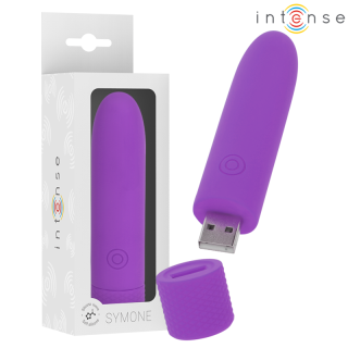 INTENSE - SYMONE  USB RECARREGÁVEL VIBRATÓRIA BULLET 8 VIBRAÇÕES ROXO 10 X 2.2 CM