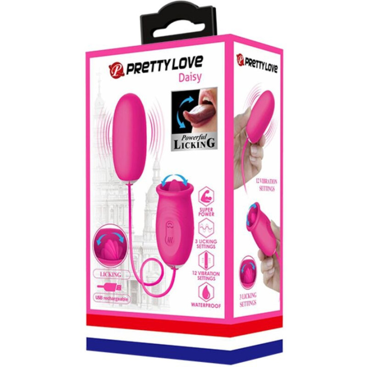 PRETTY LOVE - OVO VIBRADOR DAISY + LÍNGUA ESTIMULANTE DE CLITÓRIS ROSA
