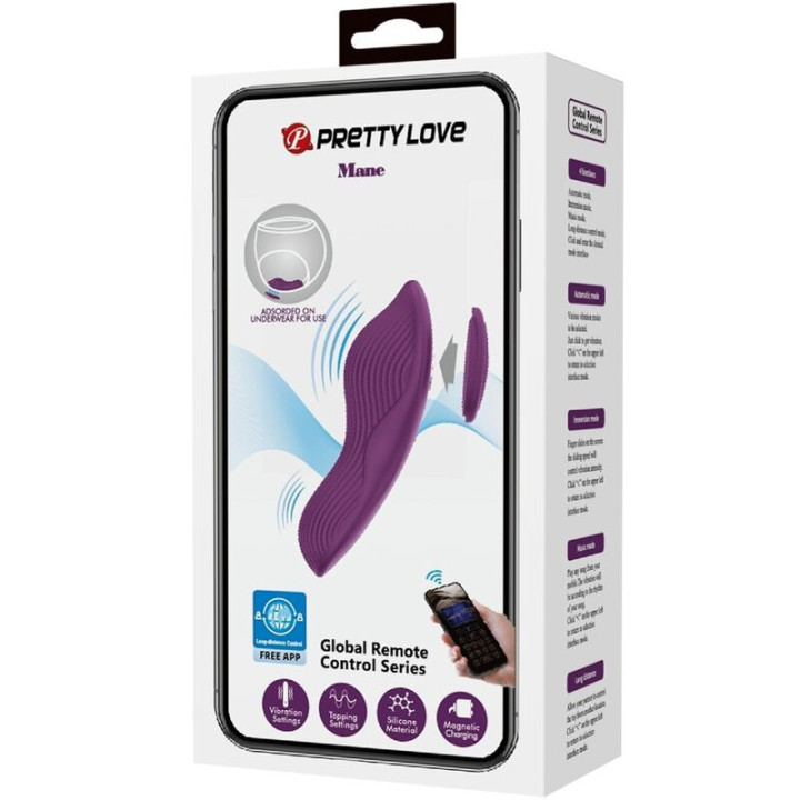 PRETTY LOVE - MANE LAY ON MASSAGEADOR DE CLITÓRIS 10 VIBRAÇÕES CONTROLE REMOTO ROXO