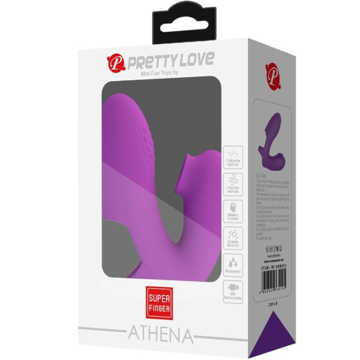 PRETTY LOVE - VIBRADOR DE DEDO ATHENA COM ESTIMULADOR DE CLITÓRIS ROXO