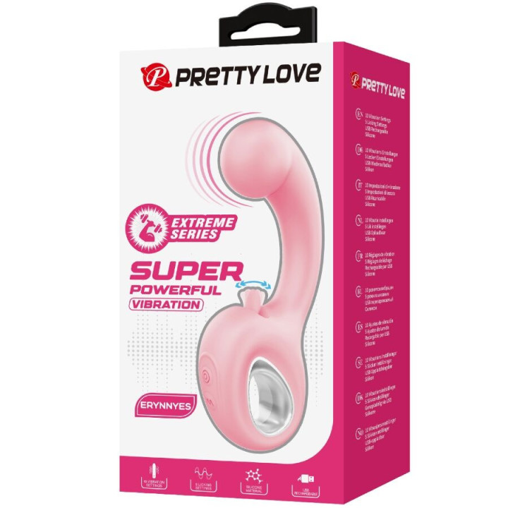 PRETTY LOVE - ERYNNYES VIBRADOR PONTO G + ESTIMULADOR DE CLITÓRIS 10 VIBRAÇÕES ROSA