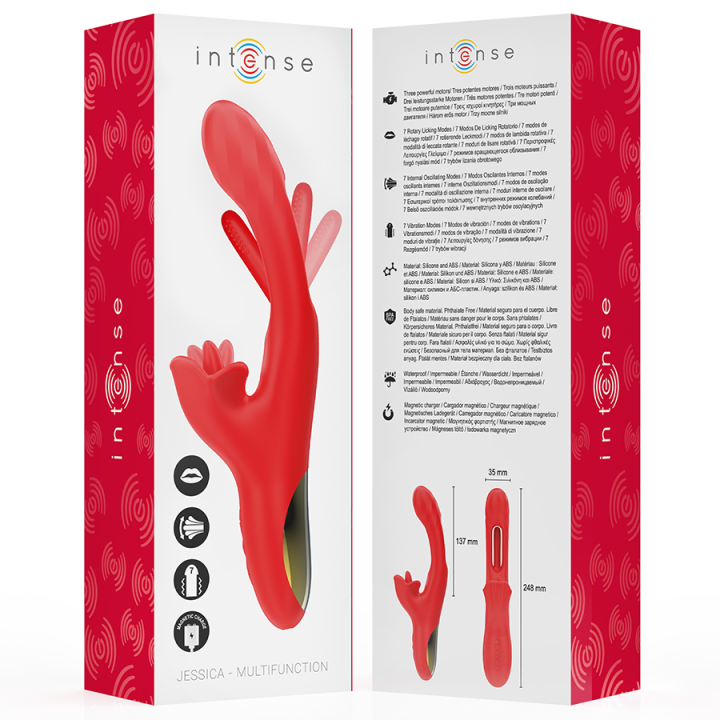 INTENSE - JESSICA MULTIFUNCIONAL VIBRADOR ESTIMULAÇÃO DO CLITÓRIS 24.8 CM VERMELHO