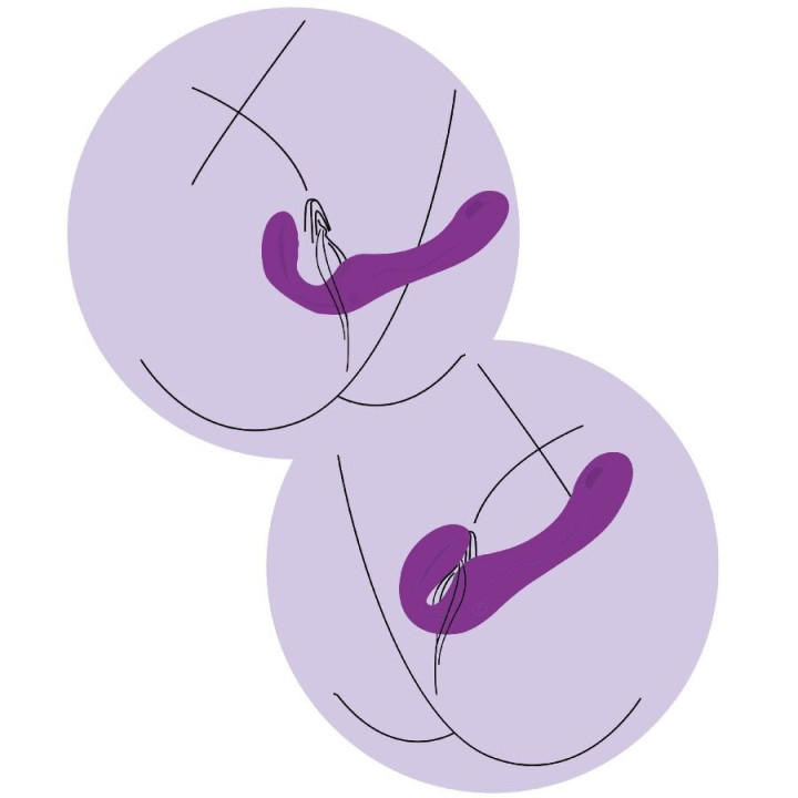 XOCOON - VIBRADOR STRAP-ON 2 EM 1 SEM ALÇAS COM CONTROLE REMOTO ROXO