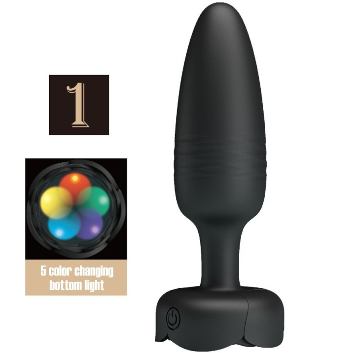 PRETTY LOVE - TARION ANAL PLUG COM LUZ LED PRETO 12.5 CM