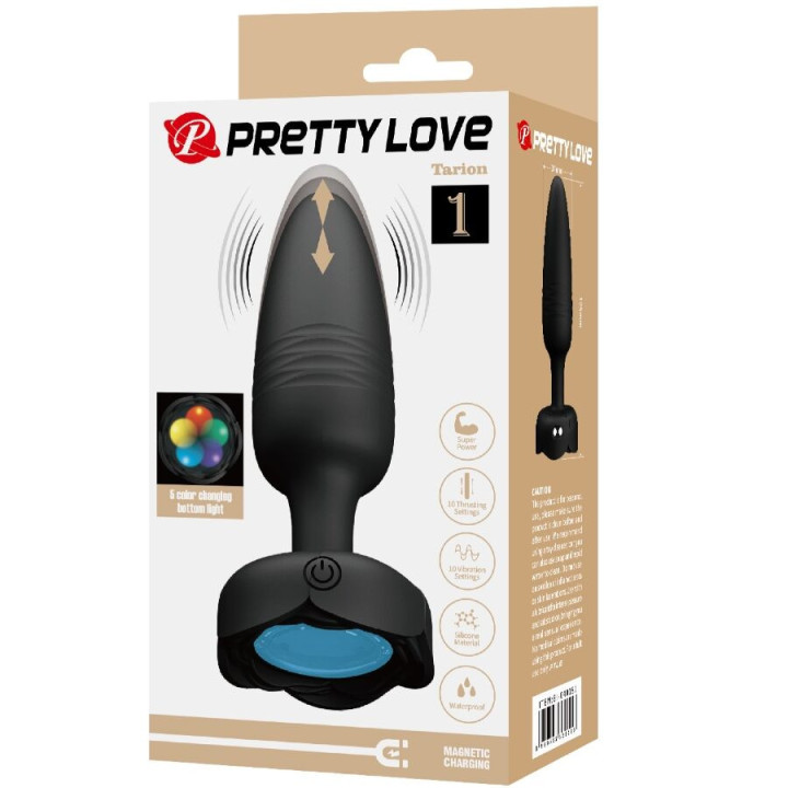 PRETTY LOVE - TARION ANAL PLUG COM LUZ LED PRETO 12.5 CM