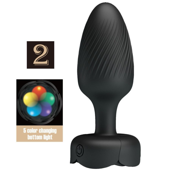PRETTY LOVE - VARIAN ANAL PLUG COM LUZ LED PRETO 10.8 CM