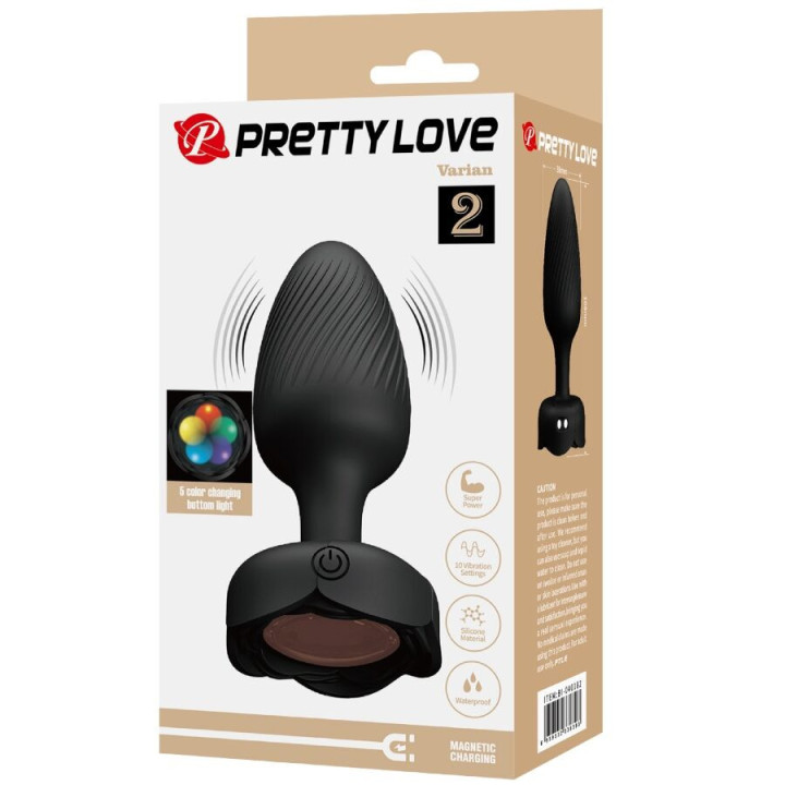 PRETTY LOVE - VARIAN ANAL PLUG COM LUZ LED PRETO 10.8 CM