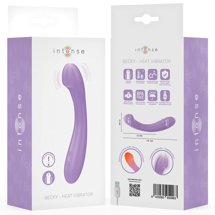 INTENSE - VIBRADOR BECKY 19 CM AQUECÍVEL 7 VIBRAÇÕES ROXO
